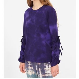 NWT Purple Jersey Gathered Tie Crew